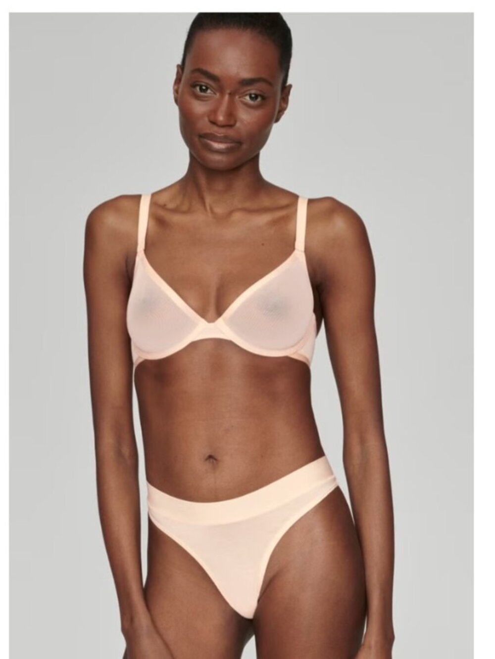 CUUP The Plunge Mesh Bra 34H Blush Sheer Sexy Romantic Seamless NEW